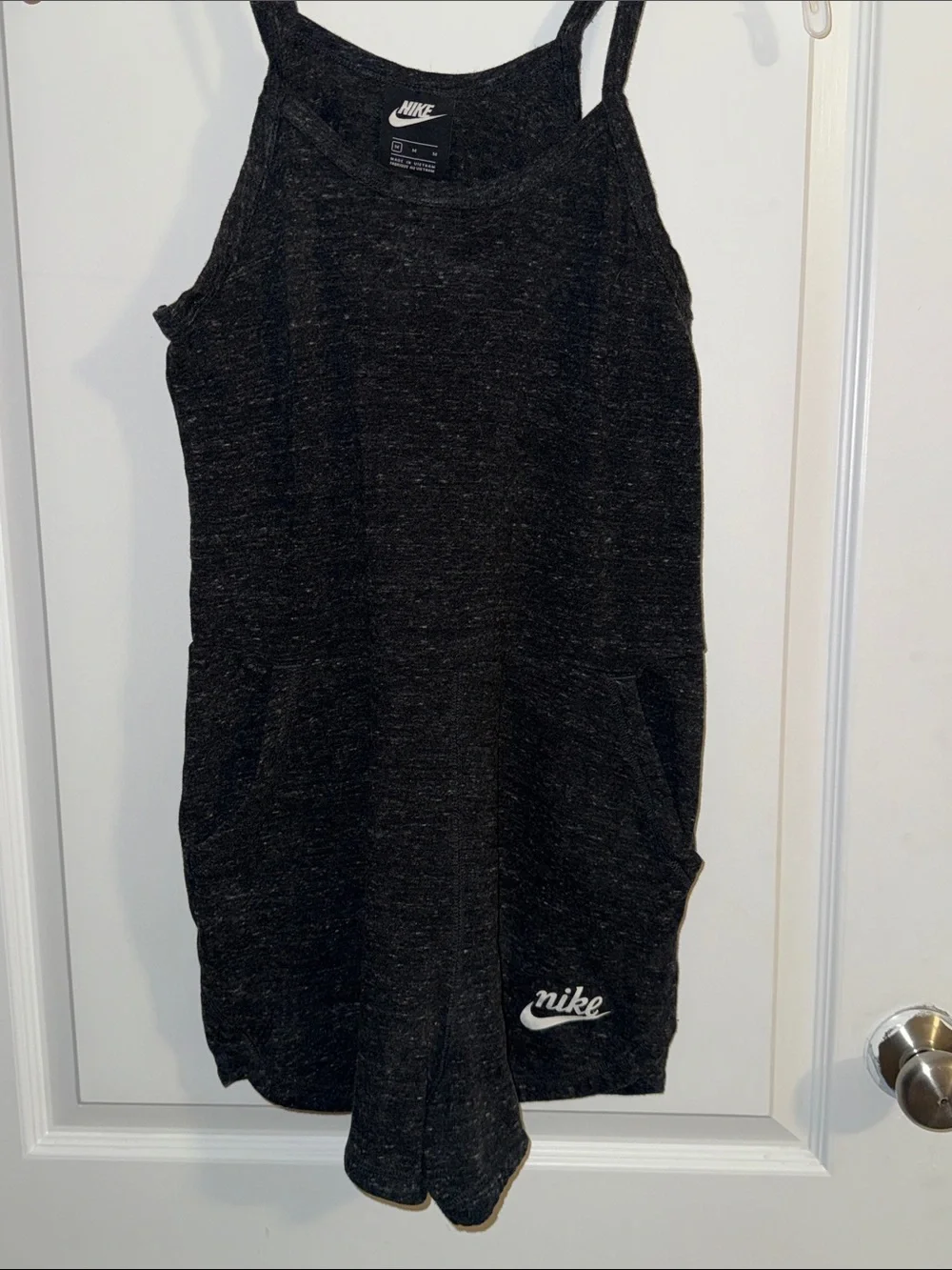 Nike Women's Black Heather Spaghetti-Strap Romper